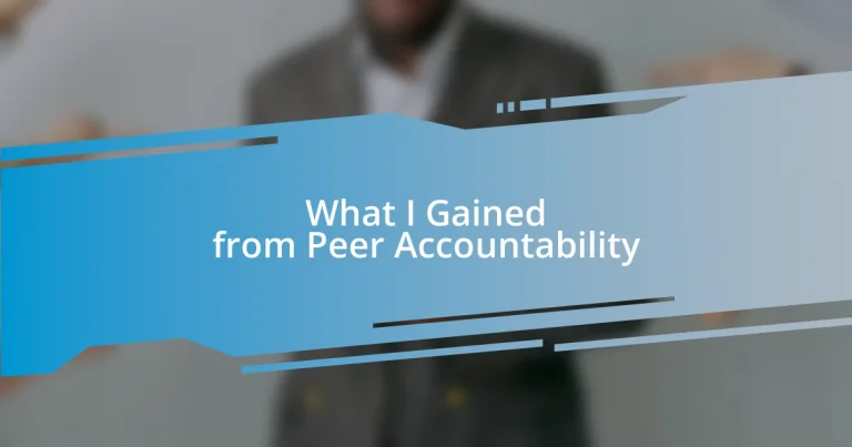 What I Gained from Peer Accountability